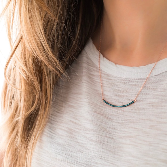 Turquoise Bar Necklace | Rose Gold 925 Silver - Picture 3 of 6